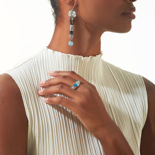 Digital Odyssey Earrings - Aquamarines and Silver