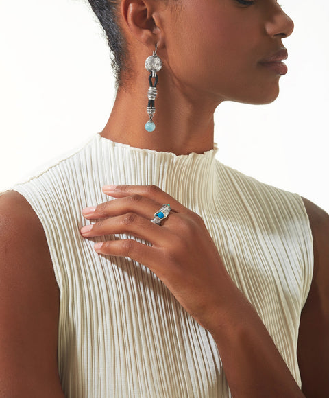 Digital Odyssey Earrings - Aquamarines and Silver