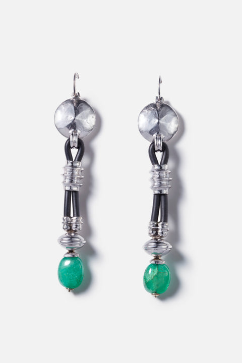 Digital Odyssey Earrings - 18kt white gold and emeralds