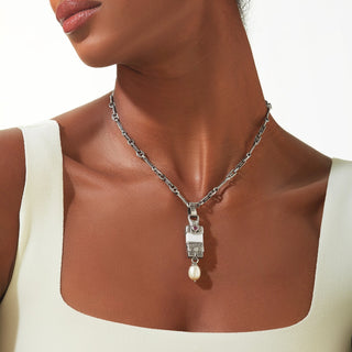 Silver Code Necklace - Ruby, Pearl and Silver