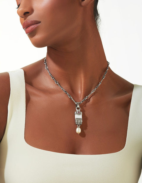 Silver Code Necklace - Ruby, Pearl and Silver