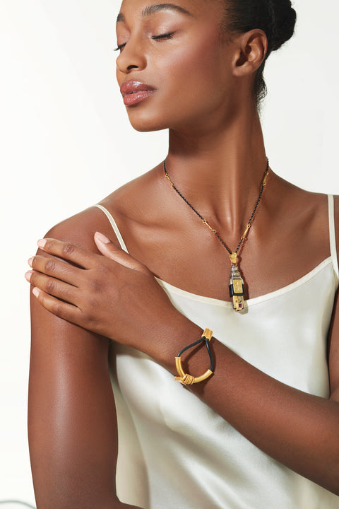 USB Necklace - Rubies, Gold & Bronze chain