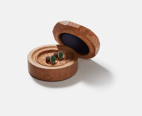 Fossil Cufflinks - Emeralds and Silver