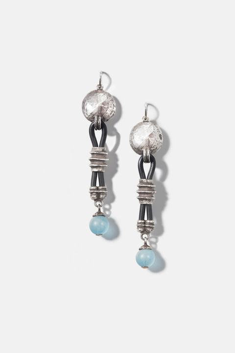 Digital Odyssey Earrings - Aquamarines and Silver