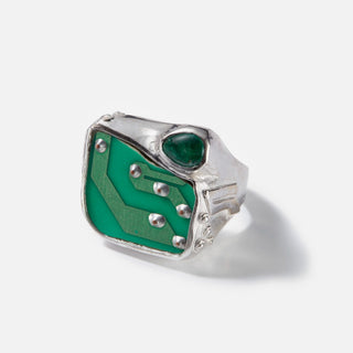 Emerald Circuit Ring - 18kt White Gold and Emerald