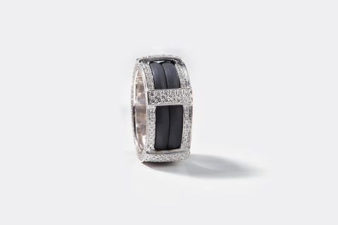 Diamond Cable Ring - 18kt white gold and diamonds