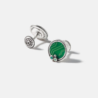 Fossil Cufflinks - Emeralds and Silver